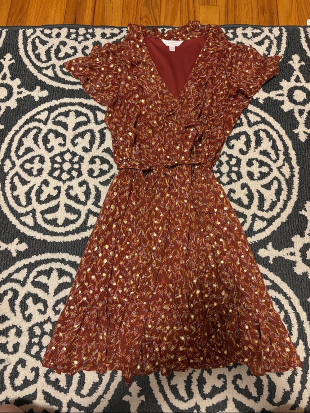 Women’s Rust Floral Ruffle Wrap Dress - Lauren Conrad